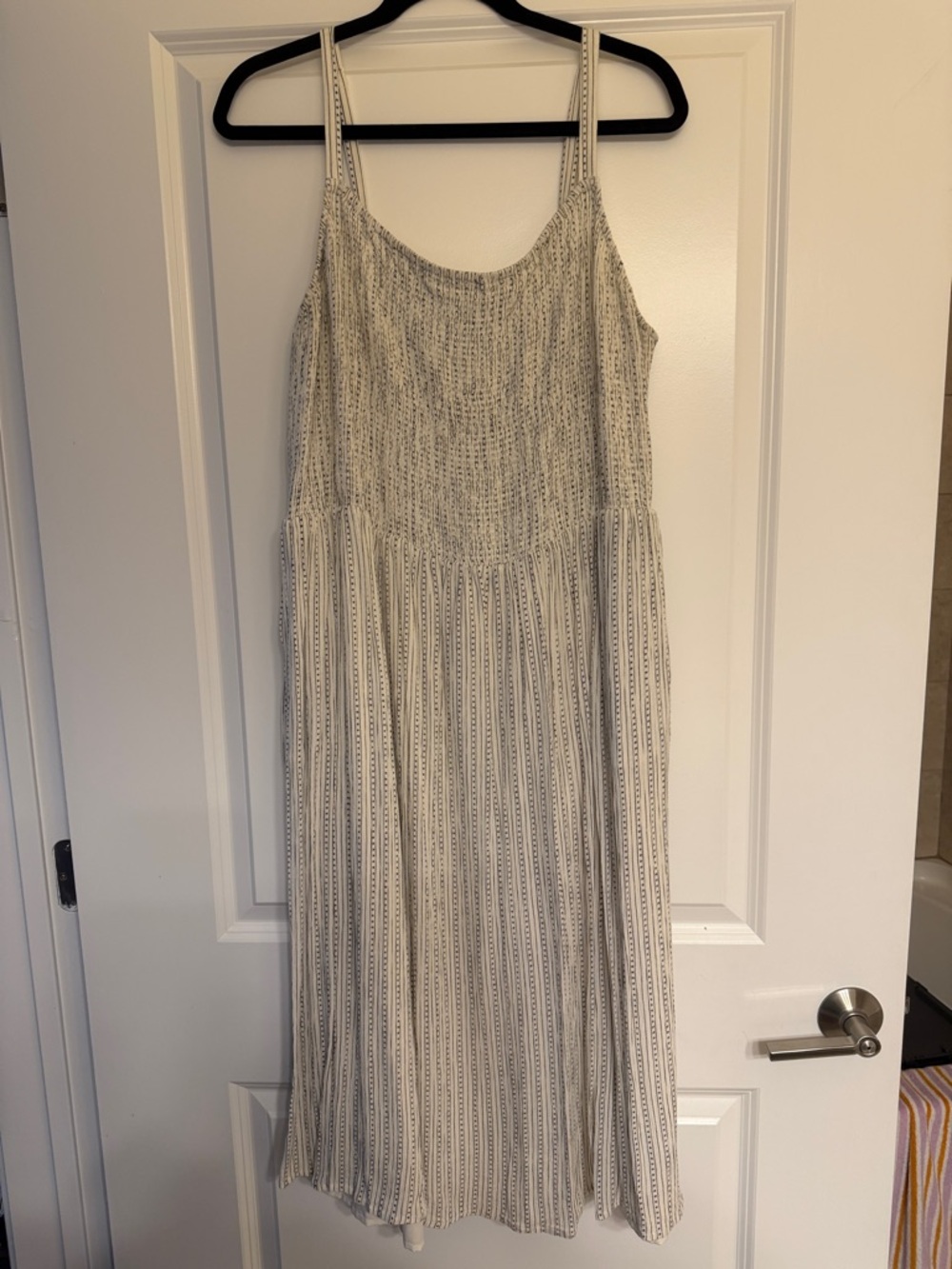 Cream and Black Pattern Midi Dress